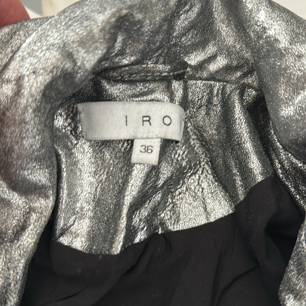 Iro Metallic Biker Jacket With Belt Attached